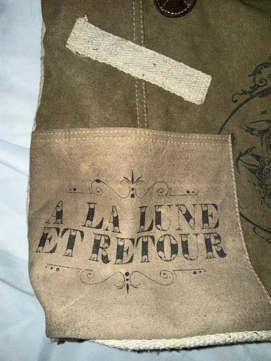 To the Moon and Back Recycled Tent Canvas Bag New Brown/Tan - Picture 2 of 12